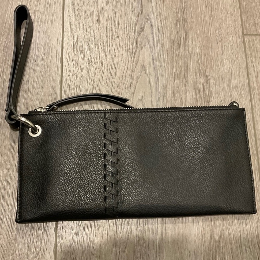 RACHEL ROY Wristlet Black Pebble Leather  NWOT